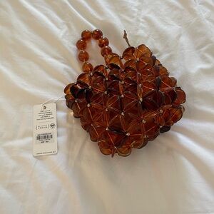 NWT Acrylic Tortoise Beaded Clutch Purse Handbag
